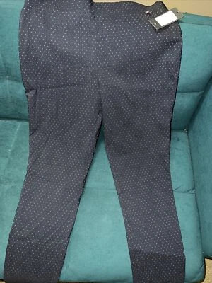 Tommy Hilfiger Women’s Chino Stretch Pull On Pants Sz 12 Blue Polka Dots - Image 1 of 4