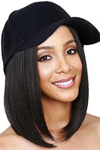 P-492 Hat Wig Lady Baseball Cap long brown casual jogging hair costume stage - Picture 1 of 16