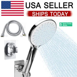 High Pressure Shower Head 5 Settings Handheld Shower Heads Spray With 5 FT Hose - Imagen 1 de 12