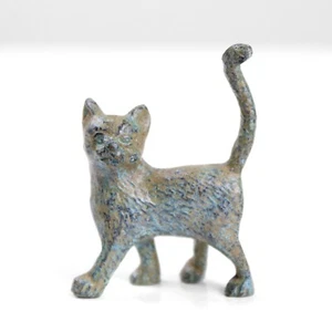 Kätzchen Statue (Bronze) - Katze Skulptur grün Metallkunst - 4,2 cm / 1,65" - Bild 1 von 6