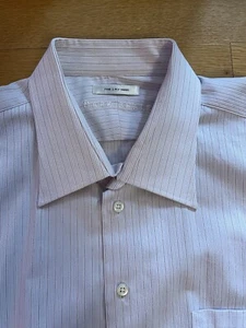 Mark Shale Pink Striped Dress Shirt L 17-1/2 Fine 2 Ply Yarns EUC - Picture 1 of 12