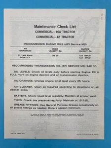 GRAVELY- Maint. Check List -Com. 10A Tractor Com. 12 Tractor- Form No.15360PI - Foto 1 di 2