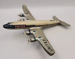 United Airlines aereo giocattolo DC-7C Mainliner vintage Giappone latta N6702C - Foto 1 di 11