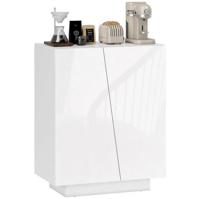 HOMCOM High Gloss Storage Cabinet for Bedroom Living Room Dining Room White - Image 1 of 4