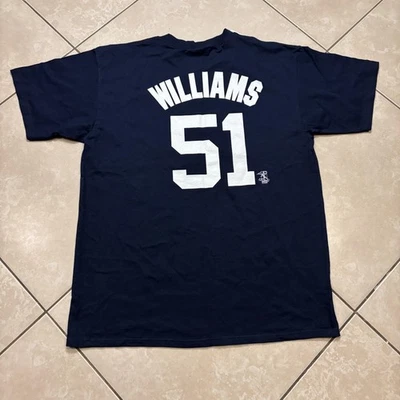 复古 Majestic 纽约洋基队 Ted Williams #51 衬衫 XL 海军蓝 MLB 棒球 — 第 1/4 张图片