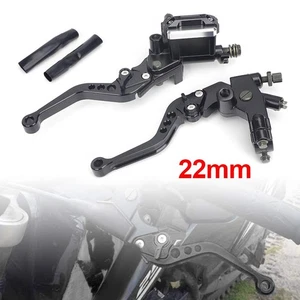 Universal 7/8" Motorcycle Handlebar Brake Master Cylinder & Clutch Lever Black - Picture 1 of 9