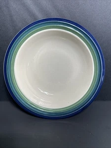 Pfaltzgraff USA Ocean Breeze Soup Fruit Dessert Bowl Blue Green Bands Stoneware - Picture 1 of 3