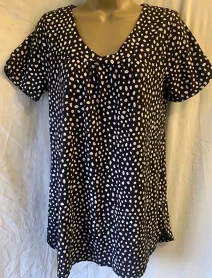 Fat Face Jersey Black & White Cressida Size 8 Spotted Longline Autumn Tunic Top - Image 1 of 4