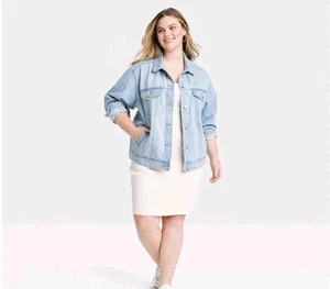 Giacca jeans donna anni 90 Baggy Trucker blu - filo universale lavaggio leggero 3X - Foto 1 di 3