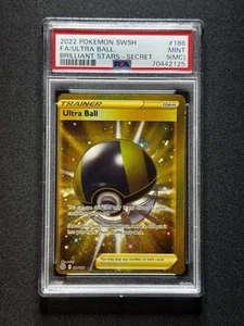 PSA 9 MC Pokemon Ultra Ball #186 Brilliant Stars Secret Rare MISALIGNMENT ERROR! - Picture 1 of 2