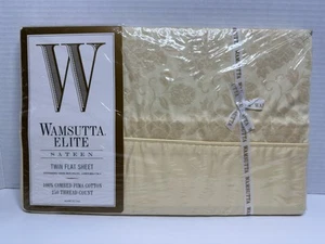 Wamsutta Elite Sateen Damask Twin Bed Flat Sheet Floral 100% COMBED PIMA COTTON - Picture 1 of 6