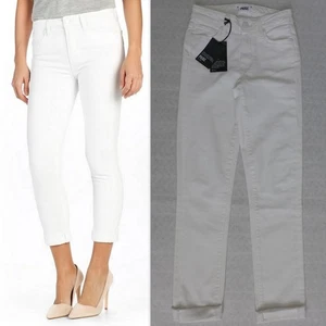Pantalones de mezclilla ajustados PAIGE Anthropologie HOXTON crop enrollables tiro alto 23 ópticos blancos - Imagen 1 de 16