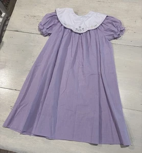 Rosalina Girls Bishop dress Youth 6 Purple Check Embroidered Bunnies Rabbits ￼ - Picture 1 of 20
