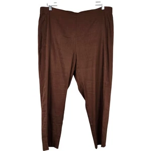J.Jill Linen Stretch Brown Pants Women's Size L Elastic Waist Slit Hem Capsule - Picture 1 of 9