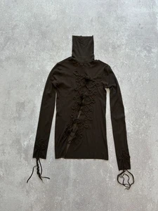 Jean Paul Gaultier Archive Avant Garde Distressed Mesh Top Lace-Up Brown Wmn's M - Picture 1 of 20