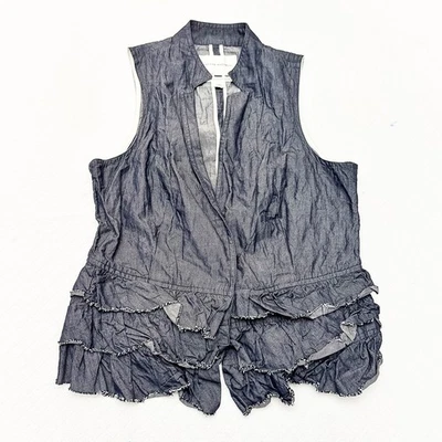 Chaleco sin mangas de mezclilla lavado oscuro Banana Republic tela italiana talla 10  Foto 1 de 4