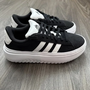 Adidas Women's Grand Court Platform sneakers IE1102 Suede Black Womens 10 - Picture 1 of 9