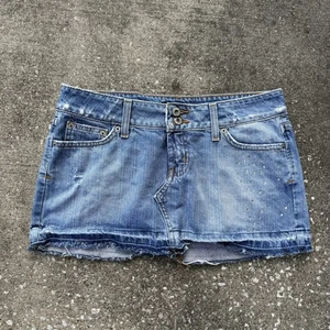 Vintage Y2K Micro Mini Denim Hint Jeans Skirt Size 7 Rhinestone Mall Brand - Picture 1 of 7