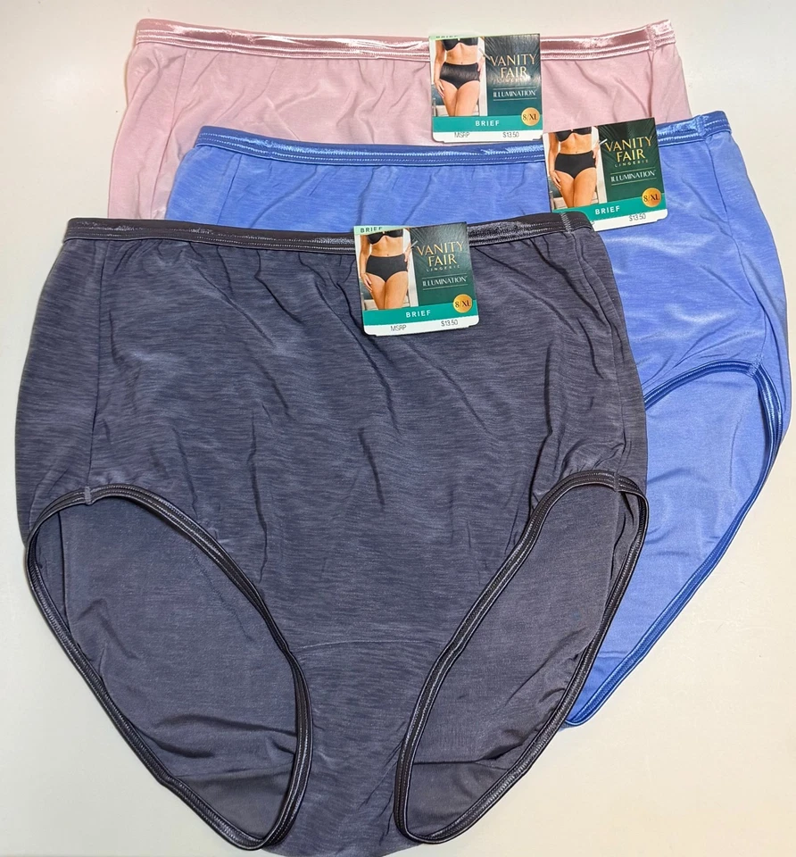 NUEVO CON ETIQUETAS 3 calzoncillos Vanity Fair Illumination 13109 azul/gris/burbujeante talla 8/XL Foto 1 de 1