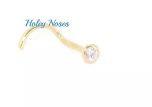 18ct Yellow Gold 0.03cts Diamond Nose Stud ring pin bone nose jewellery coneset - Bild 1 von 6