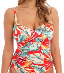 Fantasie Bamboo Grove Tankini Top Size 36F 14 Padded Bra Hot Chilli Red 501654 - Picture 1 of 12