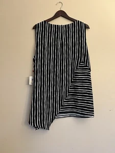 RAFAELLA Womens Size 2X Sleeveless Black White Loose Fit Tank top Shirt - Picture 1 of 10