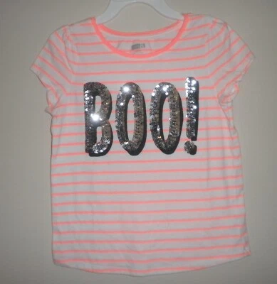 Camisa BOO Crazy 8 Naranja y Blanco Lentejuelas - Talla 10/12 - ¡Perfecta para Halloween! Foto 1 de 3