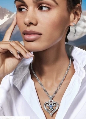 Brighton ALCAZAR HEART Necklace Blue Glint Convertible  List $92 NWT - Image 1 of 4