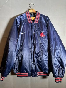 Vintage Nike Y2K MLB Boston Red Sox Blue Satin Jacket Men’s XXL - Picture 1 of 6