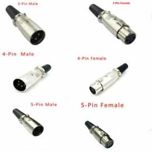 Male Female Screw XLR Cannon Microphone Audio Connector Balanced Plug 3/4/5 Pin - Picture 1 of 12