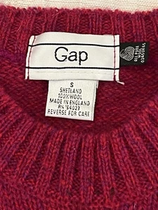 Suéter Vintage Gap Shetland Lana Mujer’s S 1990’s Hecho en Inglaterra Carmesí - Imagen 1 de 11