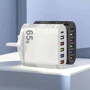 65w PD Fast  Charger Adapter Plug UK  5 USB and 1 Type C For Mobile Phone - Picture 1 of 8