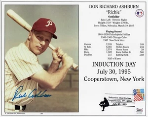 Richie Ashburn Signed Hall of Fame Induction Photo AR COA! PSA JSA BAS GUARANTEE - Picture 1 of 2