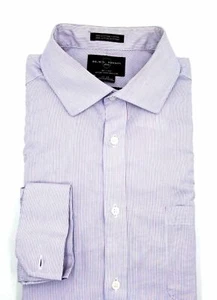 $95 Black Brown 1826 Men'S White Blue Pink Stripe French-Cuff Dress Shirt 17 34 - Picture 1 of 2