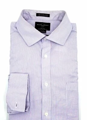 $95 Black Brown 1826 Men'S White Blue Pink Stripe French-Cuff Dress Shirt 17 34 - Image 1 of 2