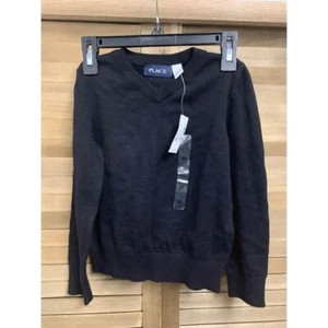 NWT Children's Place Sweater V-Neck Preppy Y2K Winter Black Unisex Size XS 4 - Picture 1 of 5