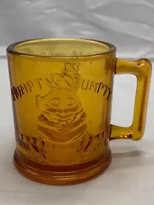 1970s Nursery Rhyme Glass Mug Humpty Dumpty Amber 914 - Picture 1 of 6