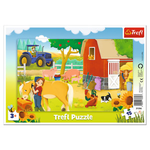 Trefl 15 Piece Kids Infant On A Farm Animals Tractor Frame Floor Jigsaw Puzzle