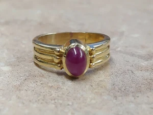 Vintage Cabochon Ruby Ring 14k Yellow Gold - Picture 1 of 7