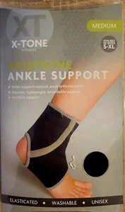 BNIB X-TONE FITNESS Neoprene Ankle Support - Ankle Compression- Medium - Black - Picture 1 of 2