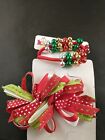Vtg Hair Clip Set Christmas Oversized Bow & Ornament Ponytail Holder *118-E