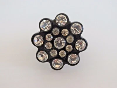 LARGE SIZE RING!DESIGNER BLACK CERAMIC CUBIC ZIRCONIA RING SIZE 7, 1" WIDE onTOP - Image 1 of 4