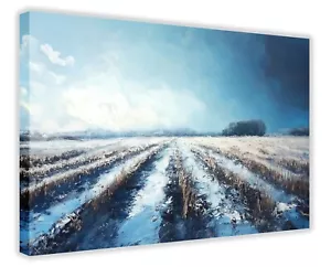 Winter Fields Oil Painting Canvas Wall Art Picture Print Living Room - Picture 1 of 8