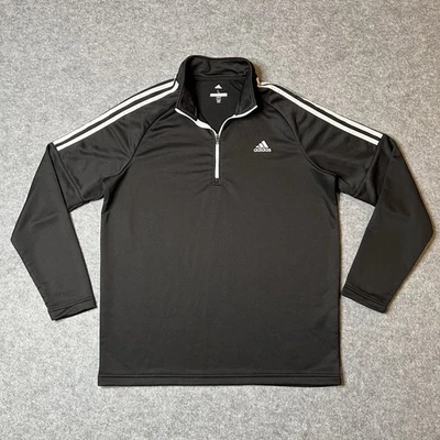 Pullover Adidas Golf Para Hombre Terry Francés 1/4 Cuarto Cremallera 3 Rayas Negro Talla L Foto 1 de 4