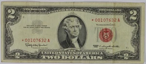 1963 $2 Dollar Bill Red Seal STAR Note VF - Picture 1 of 2