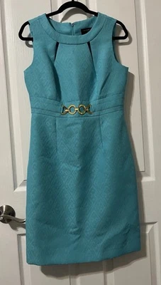 Vestido para mujer TAHARI-LEVINE STUDIO funda azul cinturón sintético dorado talla 6”  Foto 1 de 4