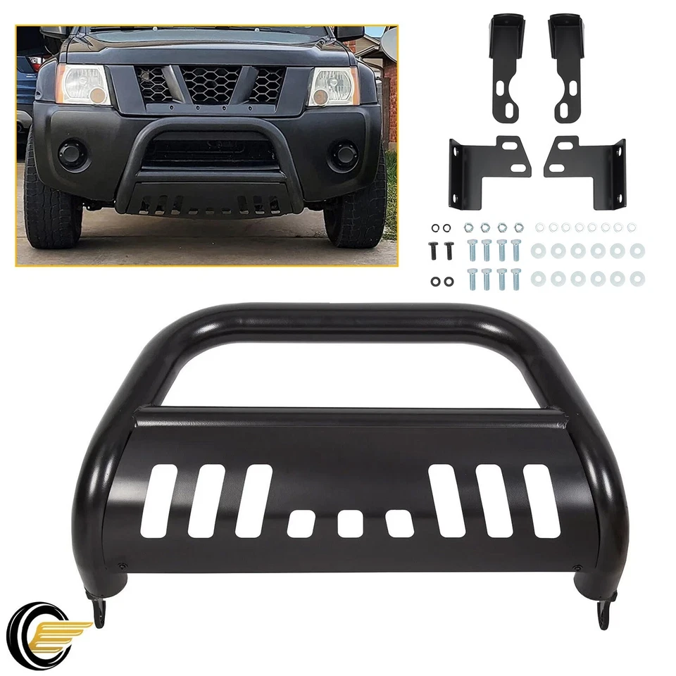 Protetor de grade de escova 3" preto para Nissan Frontier 2005-21 para-choque dianteiro Bull Bar - Imagem 1 de 4