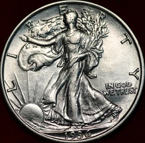 Uncirculated 1936 Philadelphia Mint Silver Walking Liberty Half - Picture 1 of 2