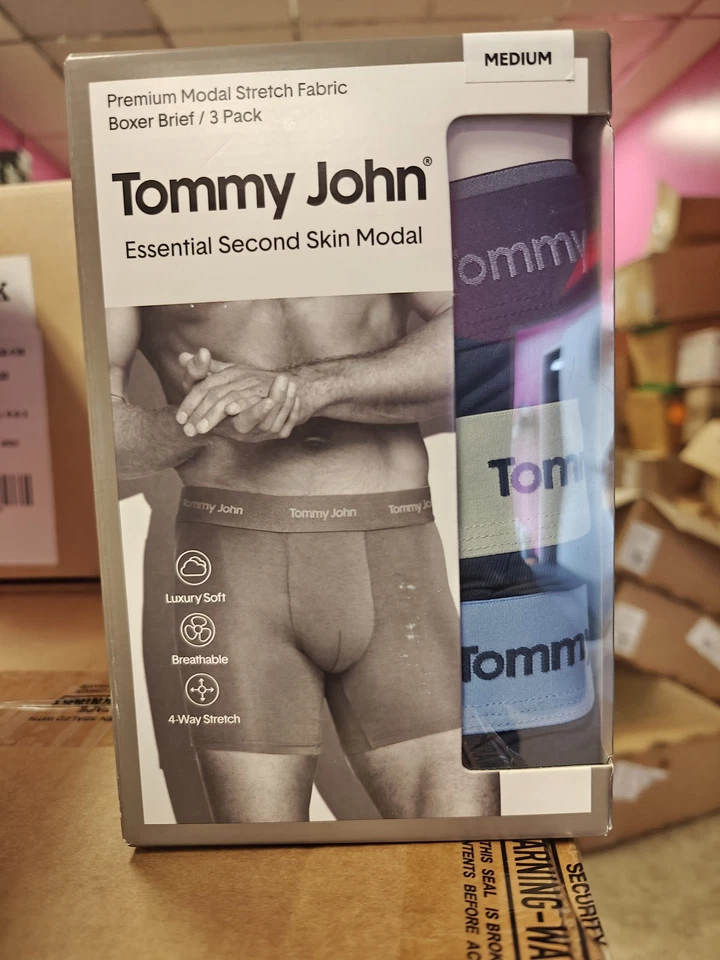 Paquete de 3 calzoncillos boxer modales de lujo Tommy John para hombre, grandes Foto 1 de 1
