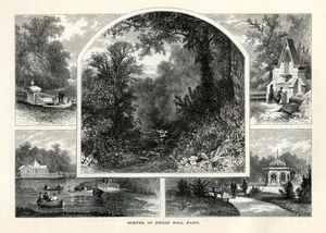 Druid Hill Park, Baltimore, 1872 Historic American Scene, Antique Wood Engraving - Picture 1 of 4